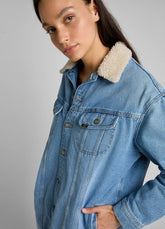 Lee Elongated Sherpa Rider Damska Kurtka Jeansowa Day Use L55NRDZC 112322384